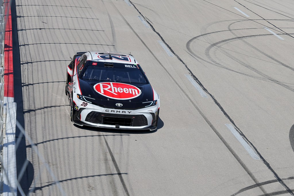 Christopher Bell, driver of the #20 Rheem Toyota, drives during the NASCAR Cup Series AutoTrader EchoPark Automotive 400 at Texas Motor Speedway on April 14, 2024 in Fort Worth, Texas. 