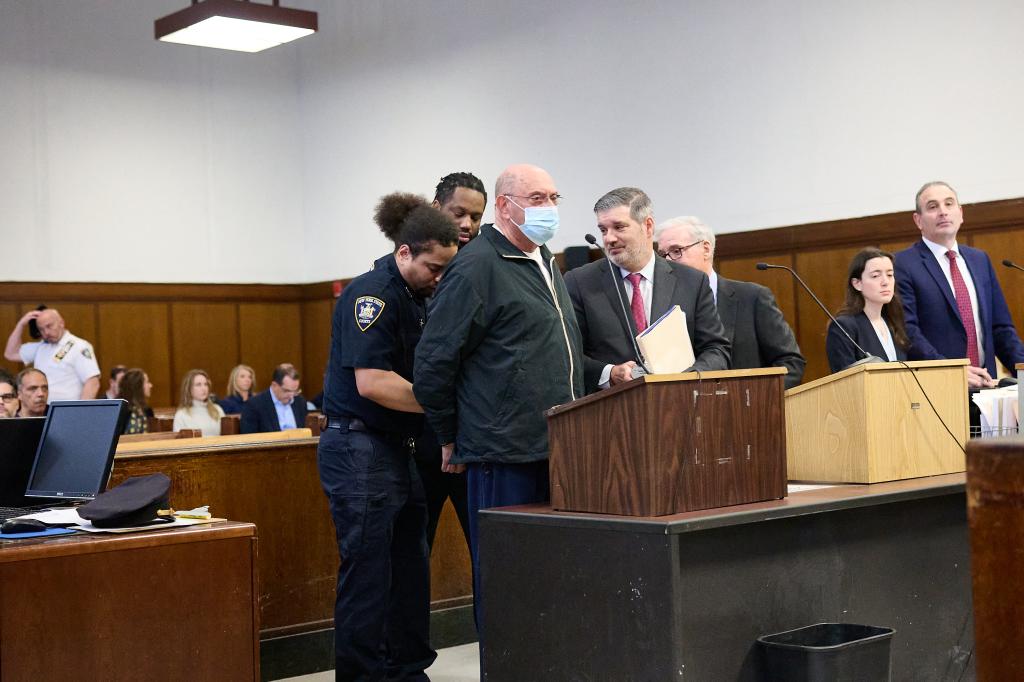 Allen Weisselberg is handcuffed after being sentenced to 5 months in prison for perjury from when he testified in the Trump trial.