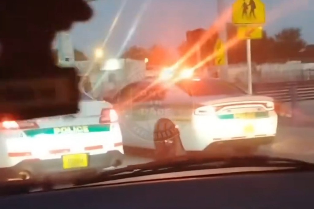 While the road appeared empty in front of the cop cars, the Miami-Dade Police Department was not pleased with the officer's actions after the video began circulating on social media.