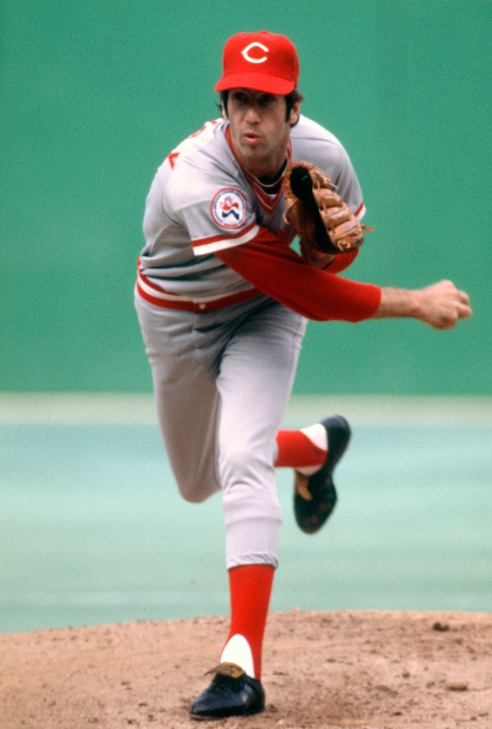 Pat Zachry with the Reds during a 1976 game.