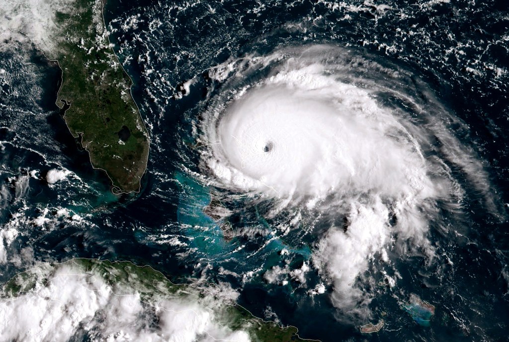 A satellite image of Hurricane Dorian on Sept. 1, 2019.
