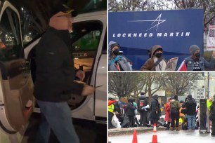 Man defends himself with knife (left) against pro-Palestine protestors (right stacked)