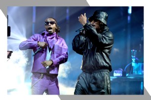 Metro Boomin (L) and Future perform together.