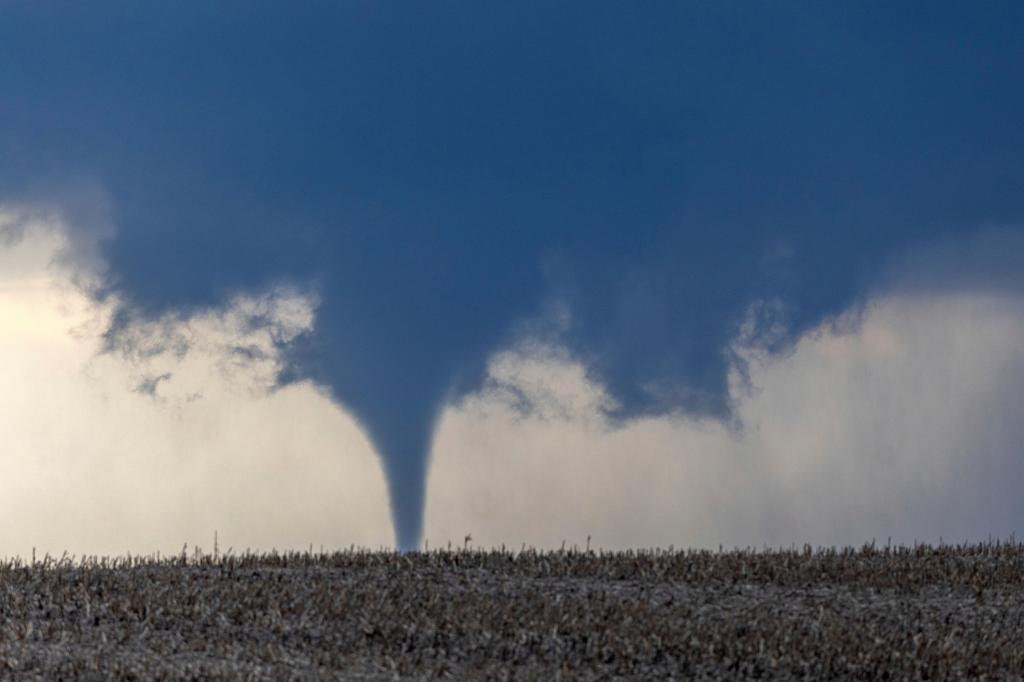 A tornado is seen near north of Waverly, Neb., on Friday, April 26, 2024