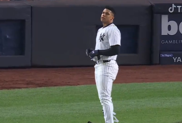 Juan Soto is not pleased after the strikeout.