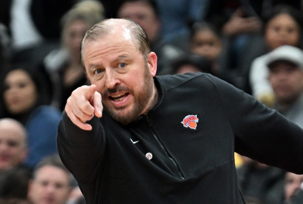 Knicks coach Tom Thibodeau directs his players during a game against the Raptors earlier this season.