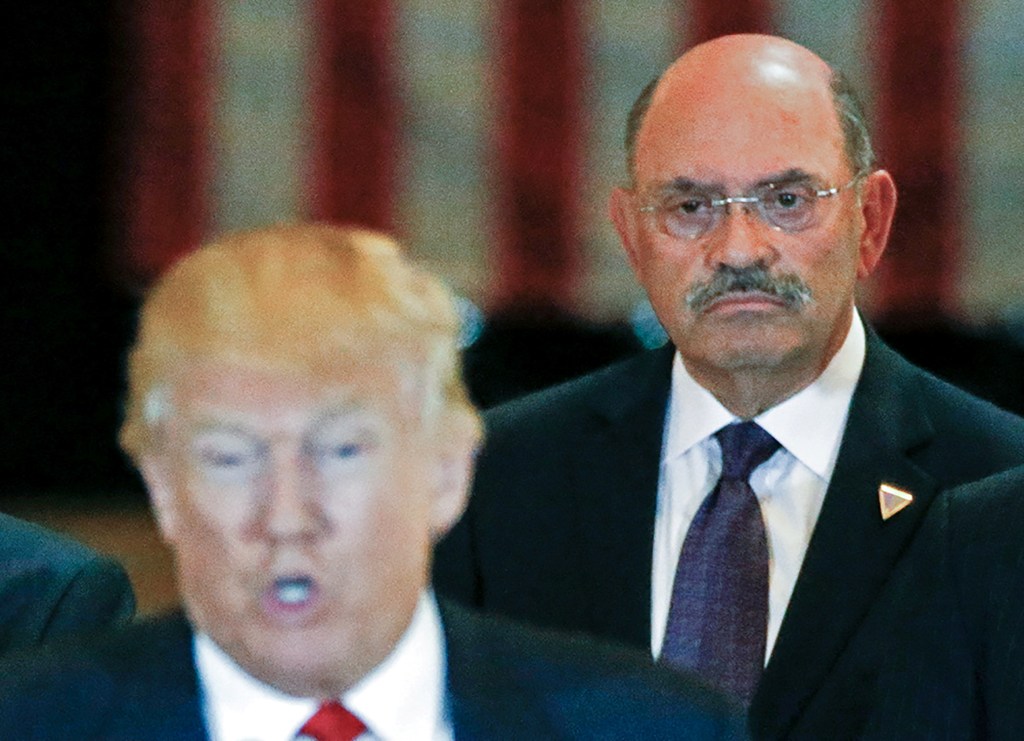 Trump Organization chief financial officer Allen Weisselberg looks on as then-U.S. Republican presidential candidate Donald Trump speaks during a news conference at Trump Tower in Manhattan, New York, May 31, 2016. 