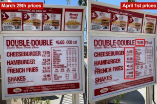 Fast food menus before and after the minimum wage increase