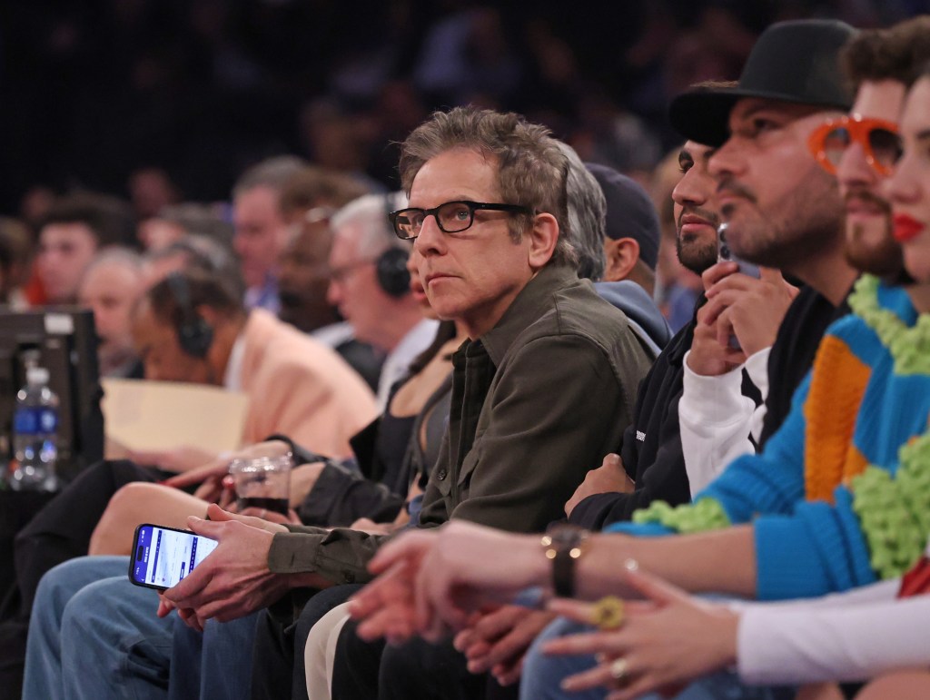 Ben Stiller sits on celebrity row.