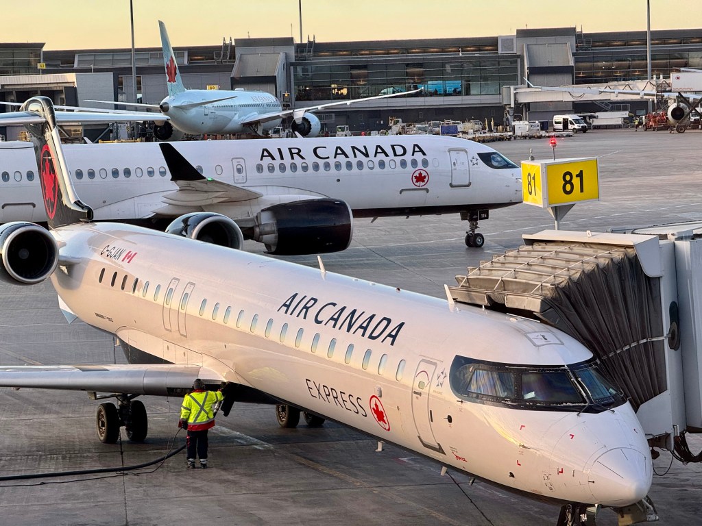 Air Canada planes are seen at the gates at Montréal-Pierre Elliott Trudeau International Airport in Dorval, Quebec, Canada on April 2, 2024.