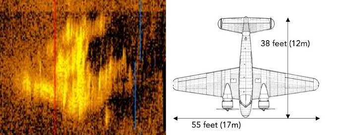 A sonar image compared to Earhart's missing plane.