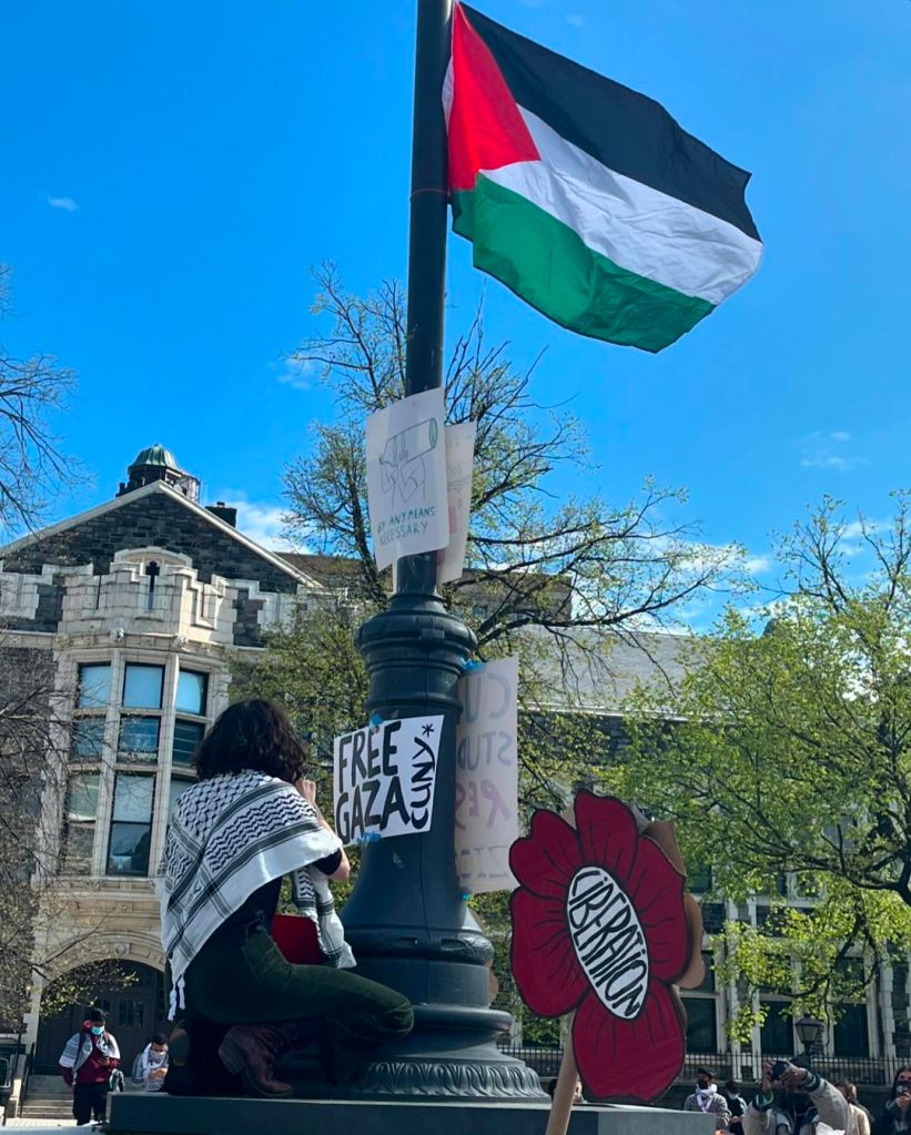 An anti-Israel protest camp emerged on the campus of state-funded City College of New York Thursday