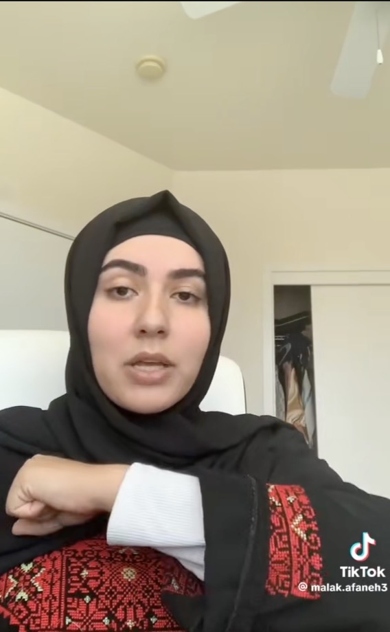 Malak Afaneh is seen in a TikTok video.