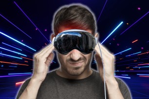 A man wearing goggles with a red spot on his forehead