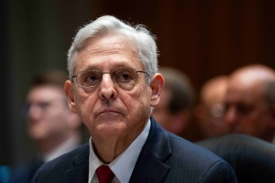 Attorney General Merrick Garland waits to testify during the Senate Appropriations Subcommittee on Commerce, Justice, Science, and Related Agencies hearing on the proposed budget fiscal year 2024.
