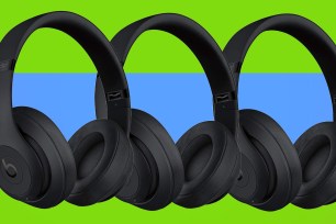 A group of black headphones