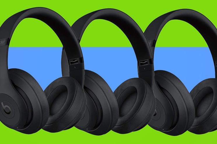 A group of black headphones