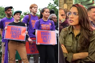 Rep. Alexandria Ocasio-Cortez attens an event against a pro-Israel lobbying group American Israel Public Affairs Committee (AIPAC) which endorses Bowman's challenger in New York, United States on March 23, 2024