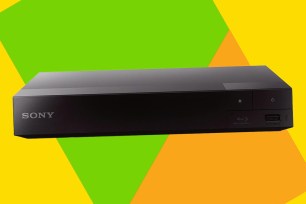 A black rectangular Blu-ray player with buttons