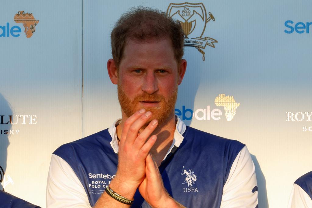 Prince Harry, Duke of Sussex, applauding at the Royal Salute Polo Challenge in Wellington, Florida for the benefit of Sentebale charity