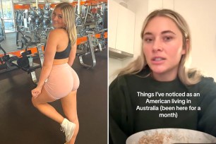 Dev Hales, a Californian woman who moved to Sydney, Australia to study, smiling in a gym setting