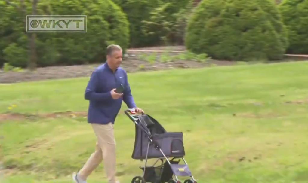 John Calipari was spotted walking his dog Monday amid reports he's leaving Kentucky for Arkansas.