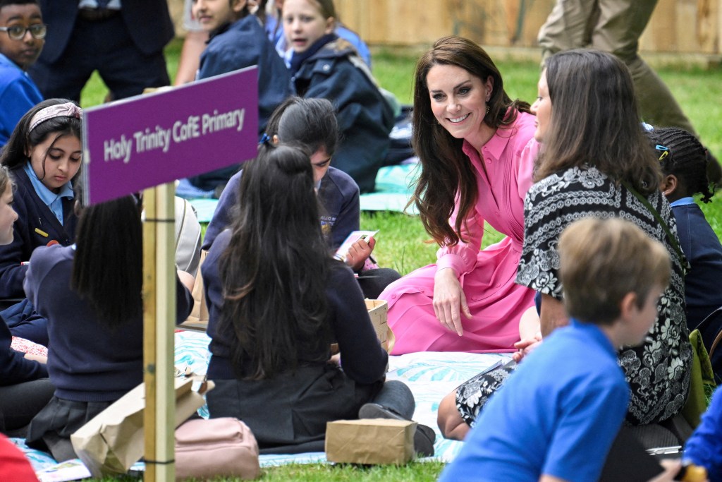 Kate Middleton hosted a children's picnic at a newly created garden at Chelsea Flower Show, in London on May 22, 2023. 
