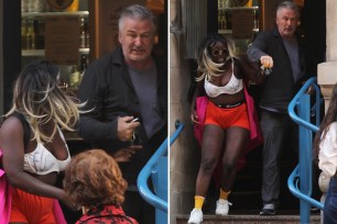 COMP--Photos of protestor who accosted Alec Baldwin getting thrown out of coffee shop after altercation