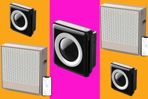 A group of square speakers