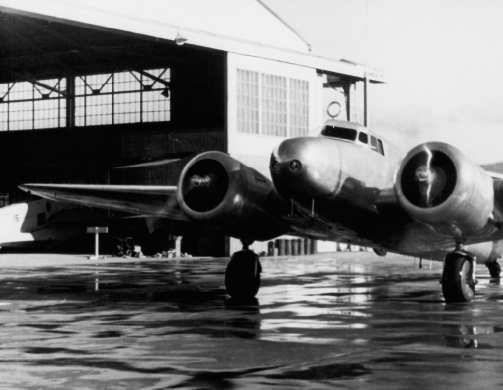 AMELIA EARHART's Lockheed Electra 10E Special, NR16020 Airplane, Honolulu Airport, Hawaii in 1937.