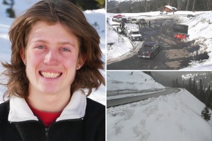 Dallas LeBeau, 21 (left), died from his injuries after attempting to jump 40 on skies over Highway 40 in Colorado (right)