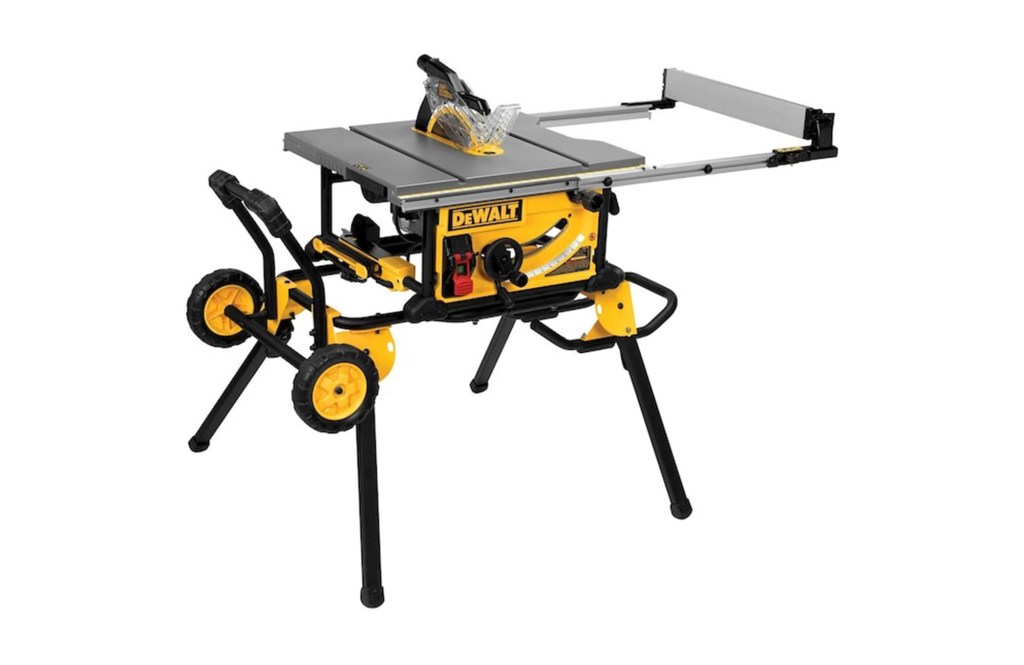 DEWALT 10-in 15-Amp Corded Portable Jobsite Table Saw with Foldable Rolling Stand