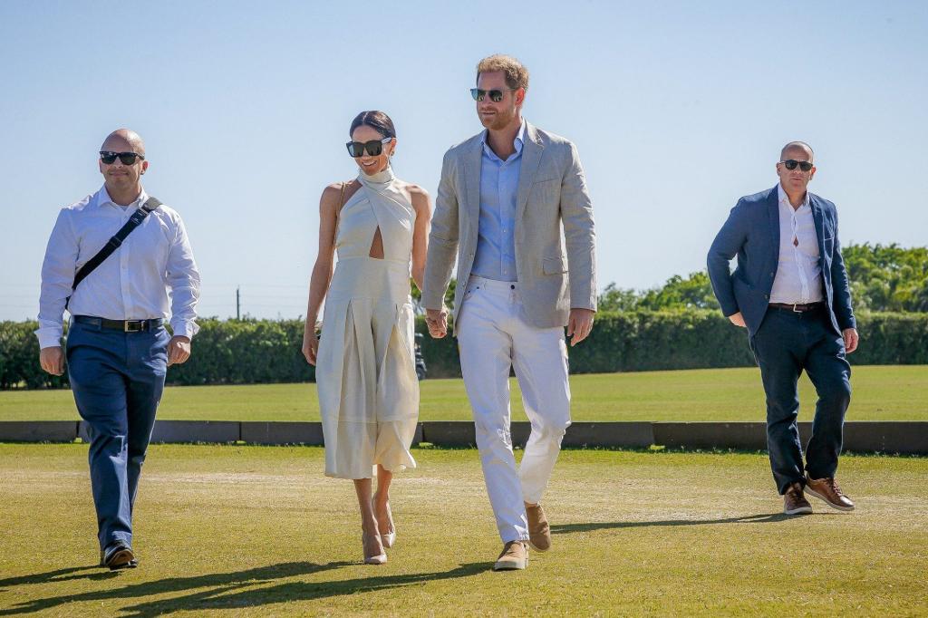 Duchess Meghan Markle and Prince Harry arriving at Grand Champions Polo in Wellington, Florida