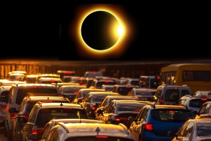 illustration of solar eclipse, traffic