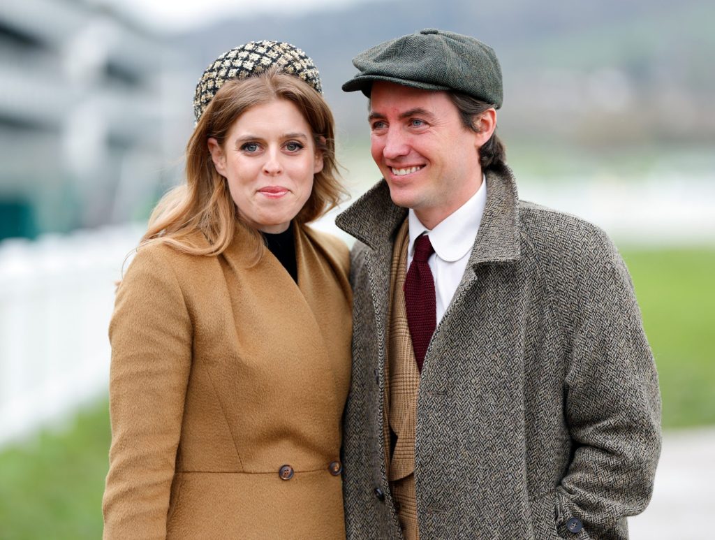 Princess Beatrice and Edoardo Mapelli Mozzi attending St Patrick's Thursday at the Cheltenham Festival in March 2024