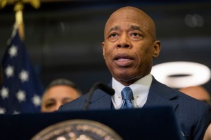 Mayor Eric Adams speaks during a news conference at the New York City Emergency Management Department on Friday April 5, 2024 in New York.