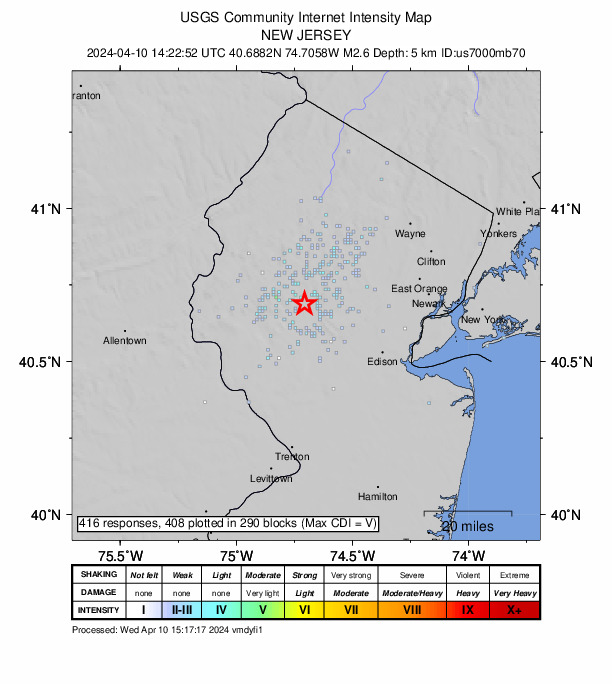 A map of the latest earthquake.