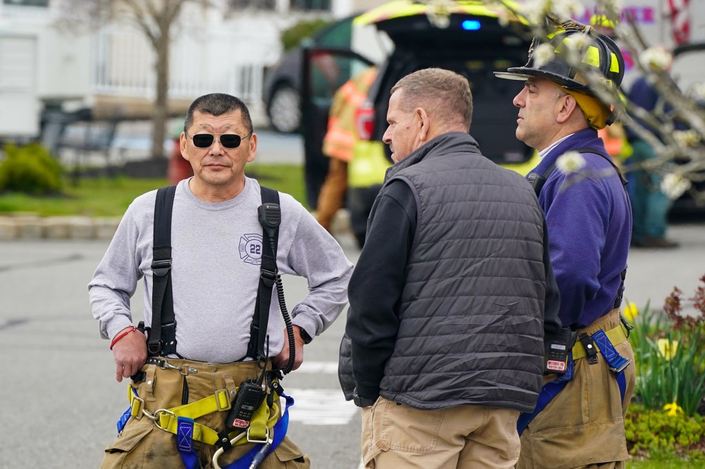 Fire Department personnel of Lebanon, NJ inspecting a 55 and over housing development after an earthquake, with no reported injuries or damage