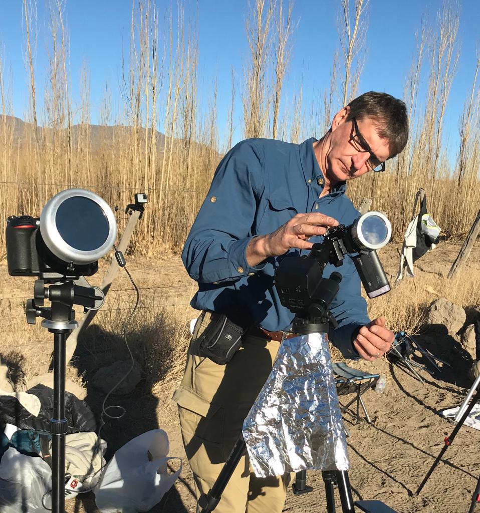 Dr. Gordon Telepun with his eclipse viewing equipment