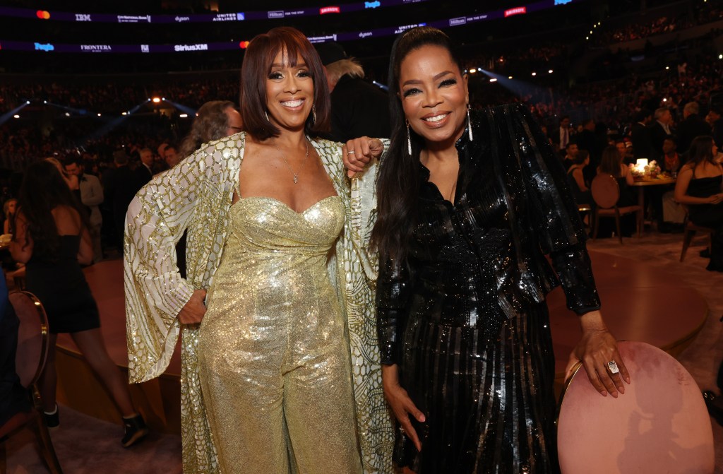 Gayle King and Oprah Winfrey attend the 66th GRAMMY Awards at Crypto.com Arena on February 4, 2024 in Los Angeles, California. 