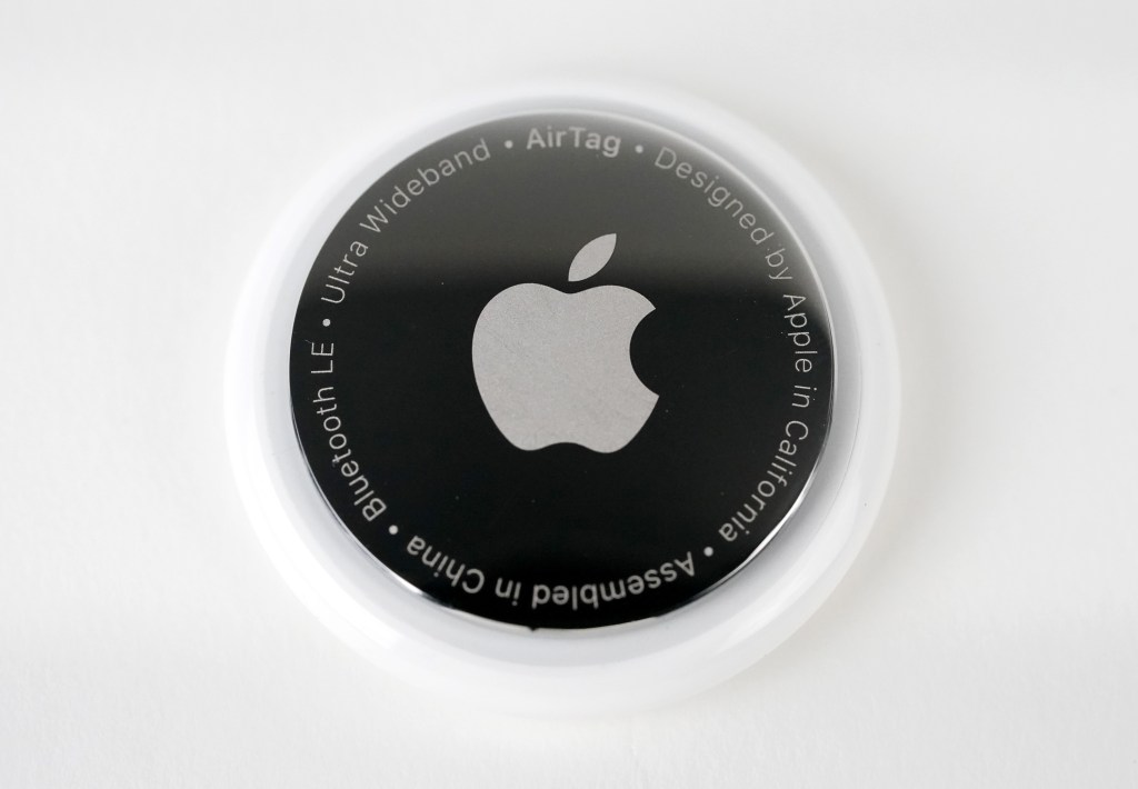 A general view of an Apple AirTag tracking device