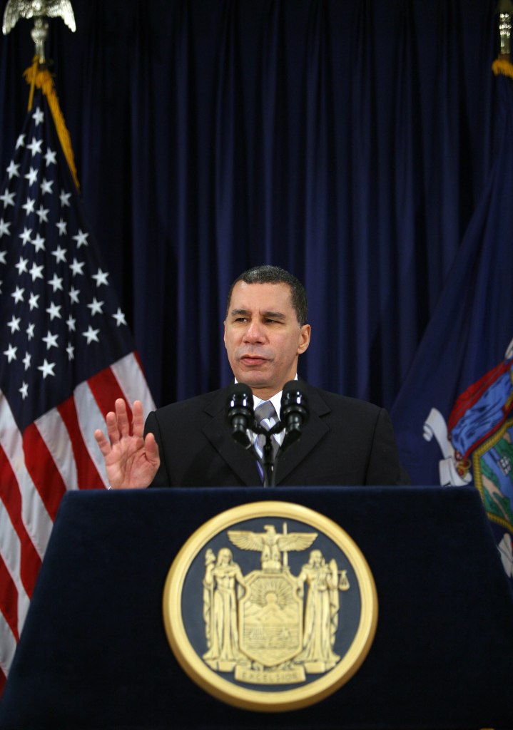 David Paterson speaks about the New York budget at a press conference in Manhattan Sunday, December 13, 2009.