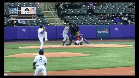 Dom Hamel records a strikeout for the Syracuse Mets.X/@JohnFromAlbany