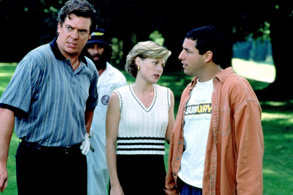 Christopher McDonald, Julie Bowen and Adam Sandler in a scene from "Happy Gilmore" (1996).