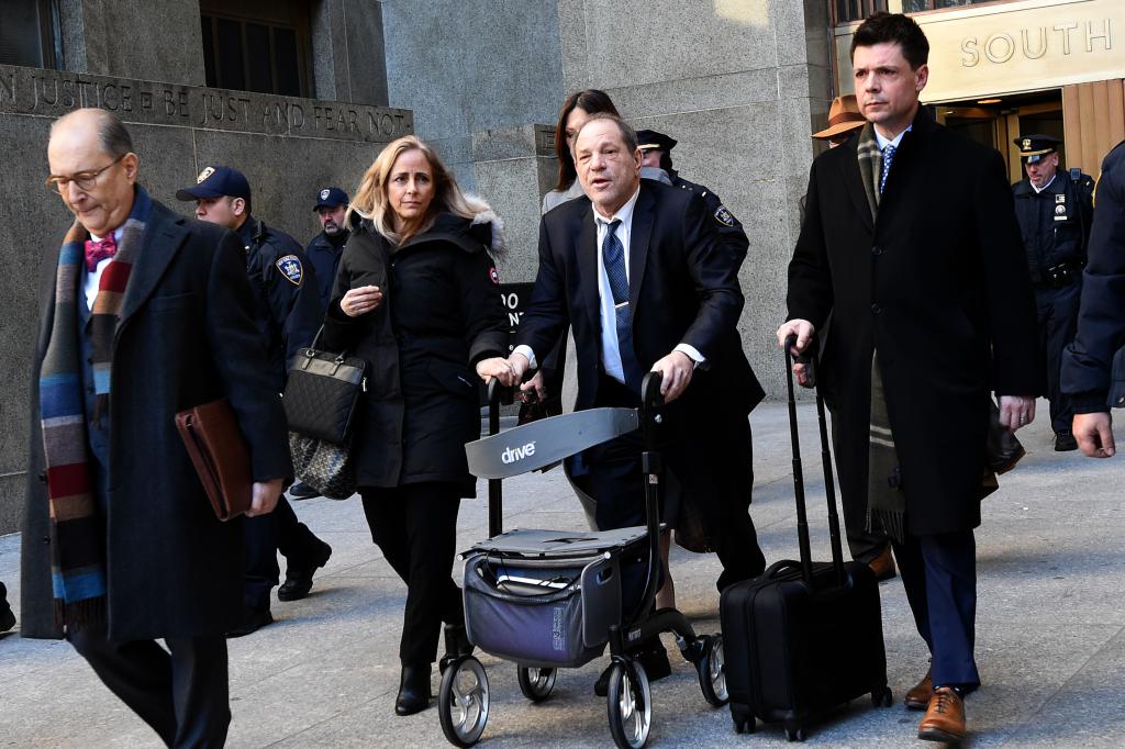 Harvey Weinstein leaving Manhattan Criminal Court on on February 21, 2020 in New York City.