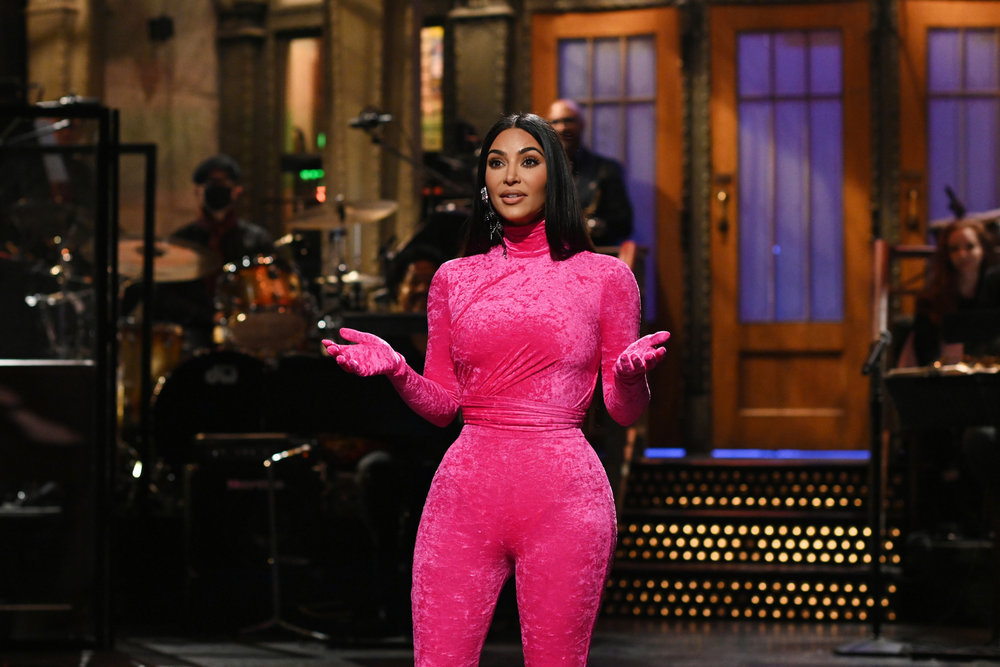 Kim Kardashian hosting "SNL." 
