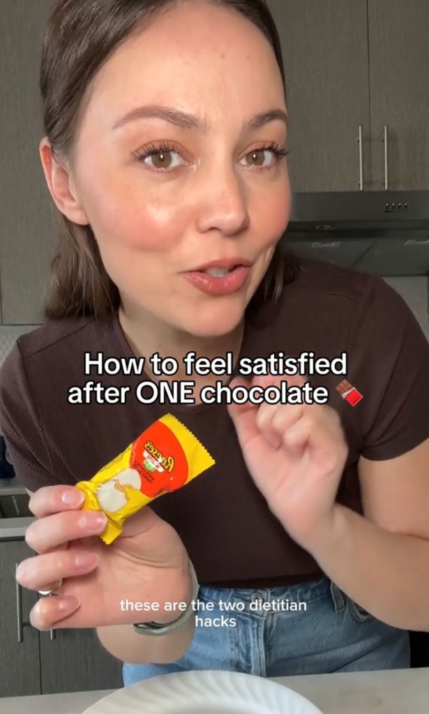 Registered dietitian Miranda Galati is betting you can eat just one chocolate and feel satisfied — if you follow her two tricks, which are consuming the candy earlier in the day and pairing it with healthier foods.