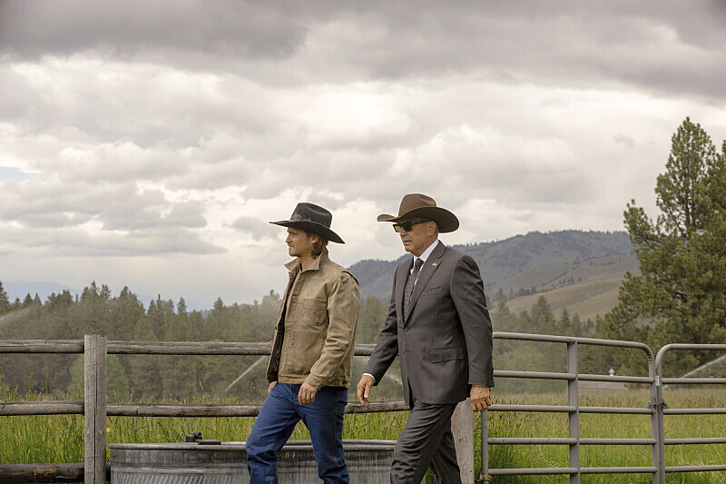 Luke Grimes and Kevin Costner on "Yellowstone."