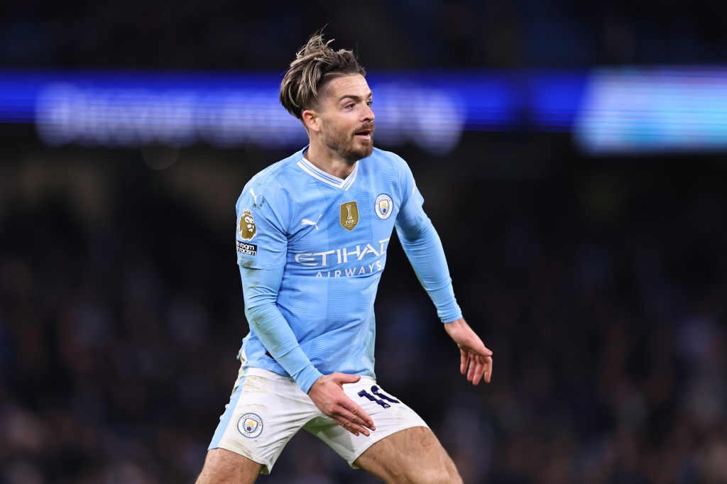 Jack Grealish of Manchester City during the Premier League match between Manchester City and Aston Villa at Etihad Stadium.