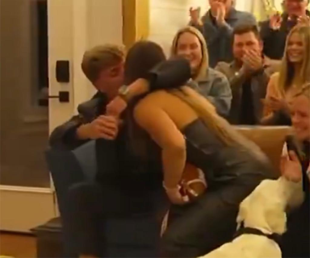 J.J. McCarthy and his fiancée Katya Kuropas share a sweet moment after the Vikings select him with the No. 10 overall pick in the 2024 NFL Draft on April 25, 2024.